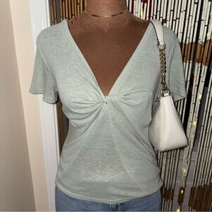 a new day Twist Front Short Sleeve Top - Light Green